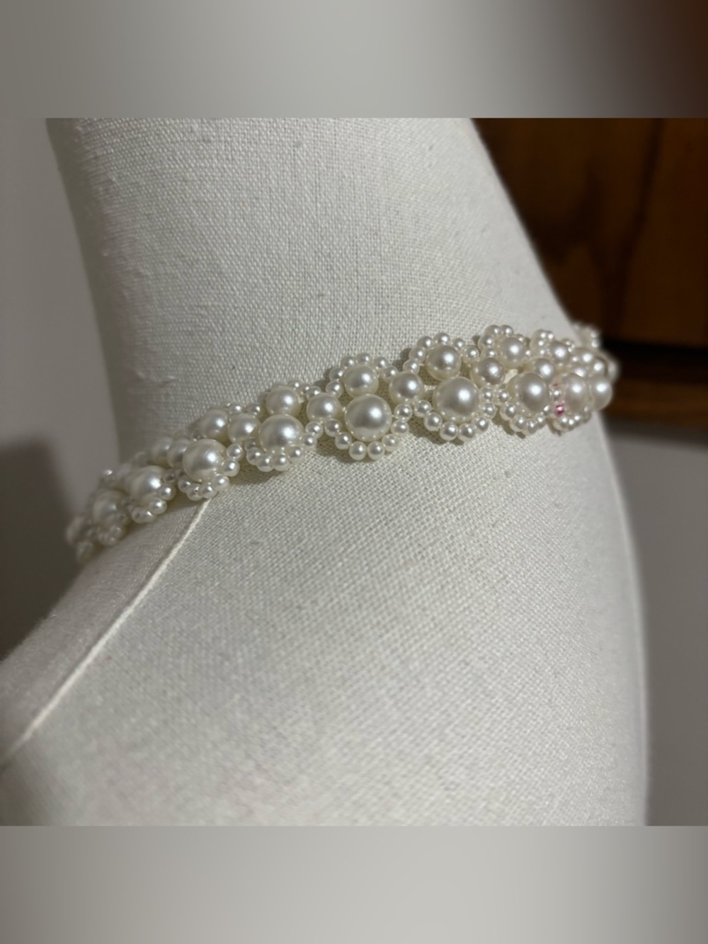 Vintage Pearl Cluster Choker Necklace Ivory Y2K Victorian Faux Pearl - Picture 3 of 4